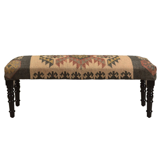 Home Jute / Wool Cushioned Vanity Wood Indoor Bench, Size: 3'11 Inch X 1'4 Inch