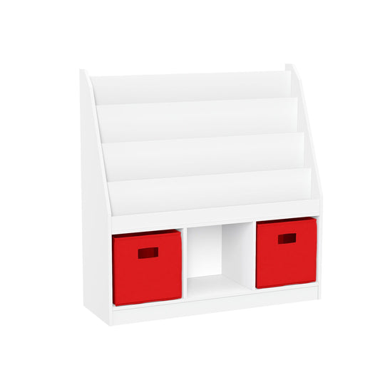 Home Kids Bookrack With Three Cubbies And 2 Bins Gray