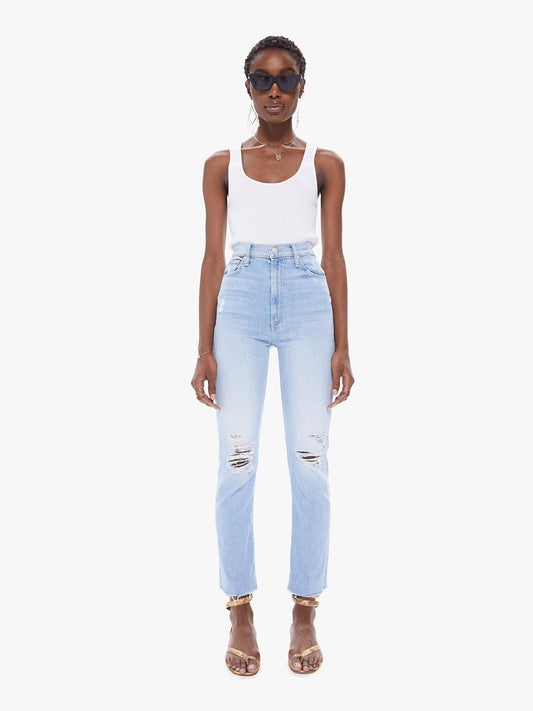 High Waisted Rider Ankle Fray Party Like A Pirate Jeans In Blue