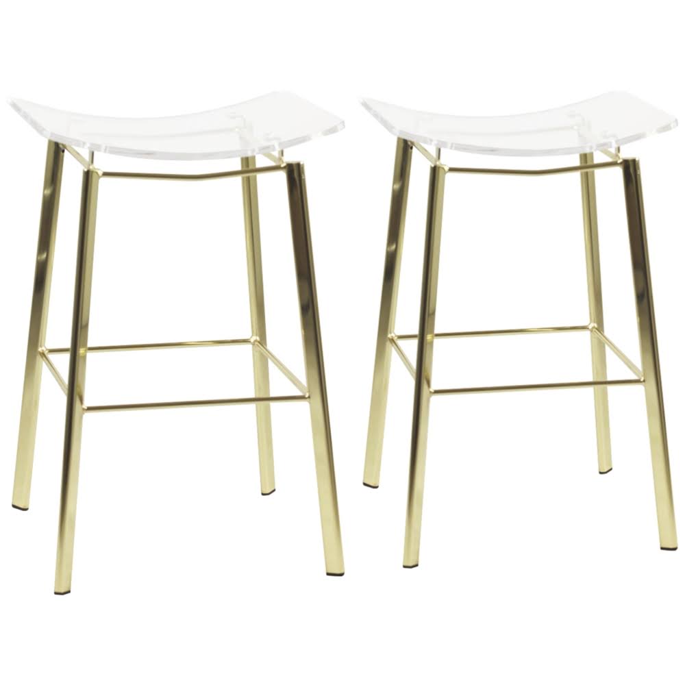Hill Acrylic Artina Metal Bar Stools, Gold - 2 Count