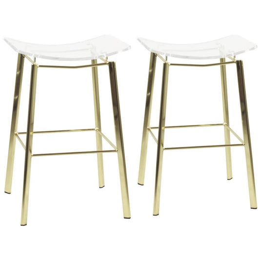 Hill Acrylic Artina Metal Bar Stools, Gold - 2 Count
