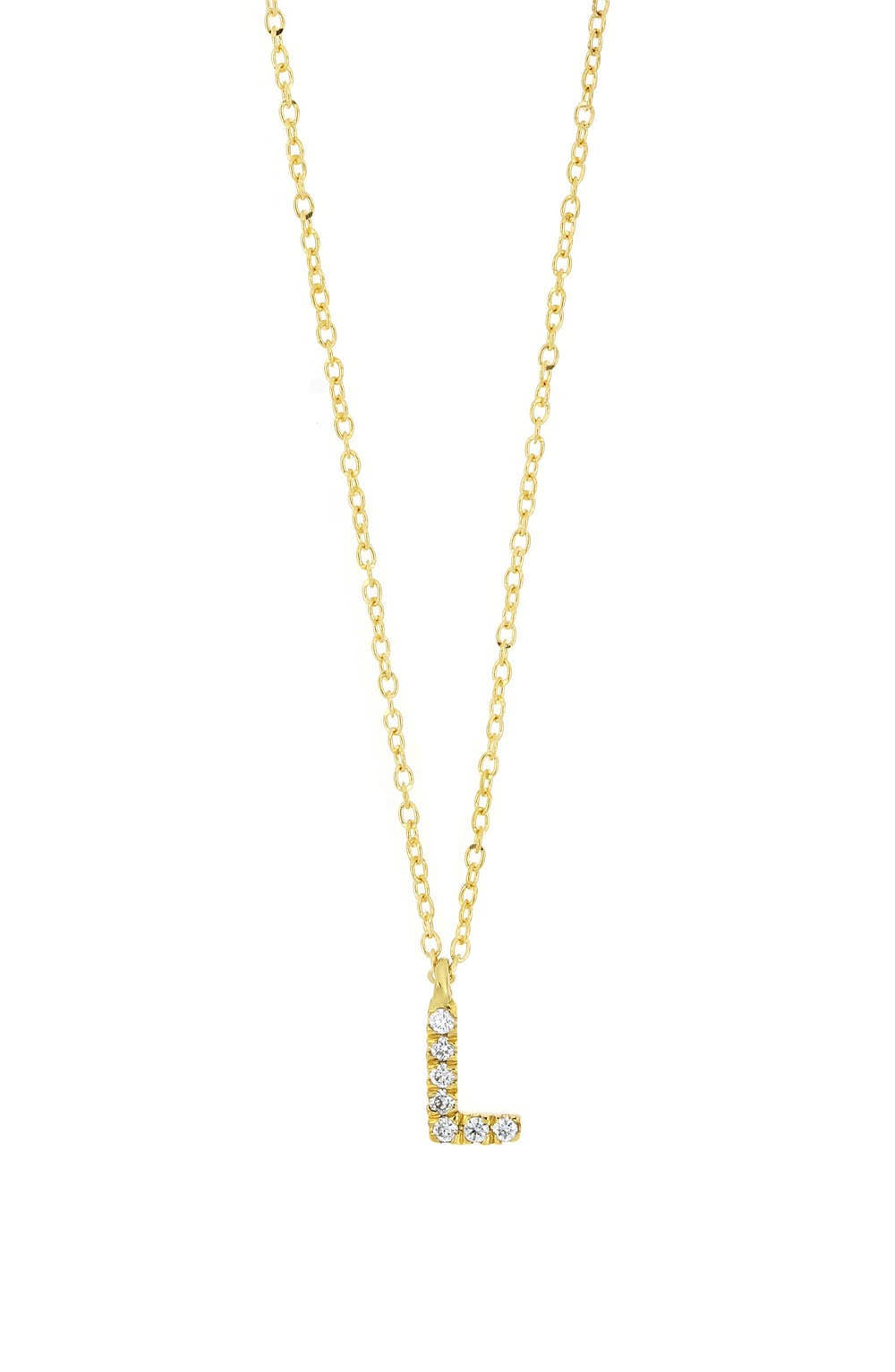 Icon Pavé Diamond Initial Pendant Necklace 18k Yellow Gold - M
