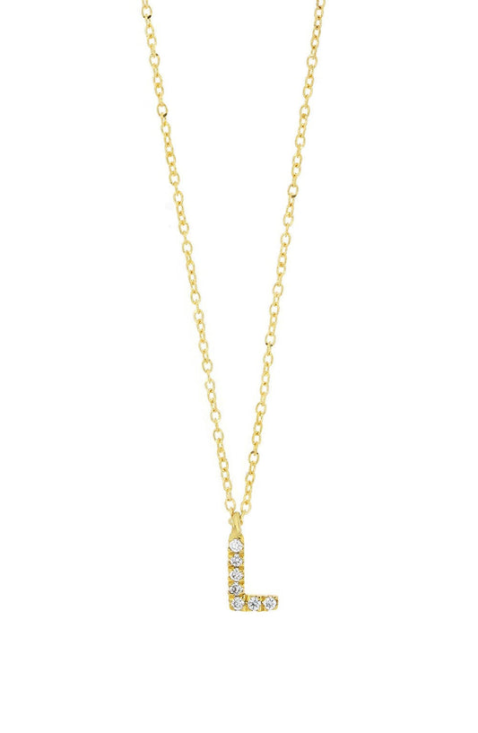 Icon Pavé Diamond Initial Pendant Necklace 18k Yellow Gold - K