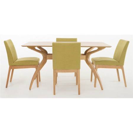 House Kwame 5-Piece Dark Grey And Natural Walnut Dining Set