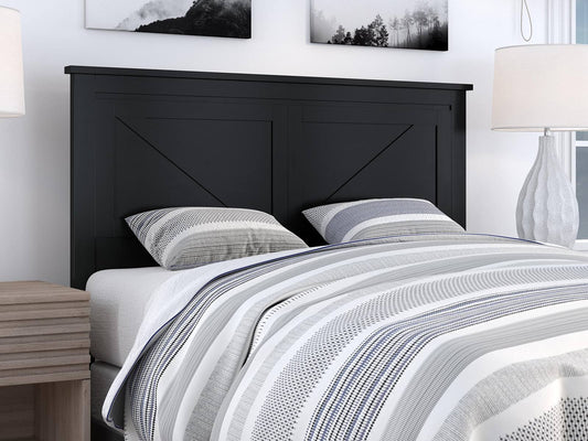 Home Farmhouse Style Wood Panel Headboard In Black - Full Size