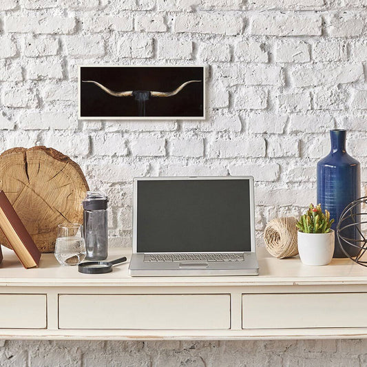 Horns Shadow Black Brown Animal' By Third And Wall - Painting Print Union Rustic Format: Wrapped Canvas, Size: 20" H X 48" W X 1.5" D