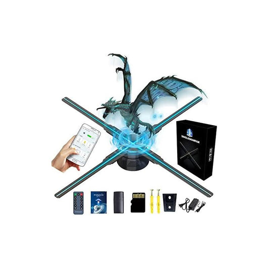 Hologram Fan Wifi Projector With 700 Video Library, Tabletop Holographic Led Ceiling Skylight Night Light For Halloween, Shop, Bar,Casino, Party