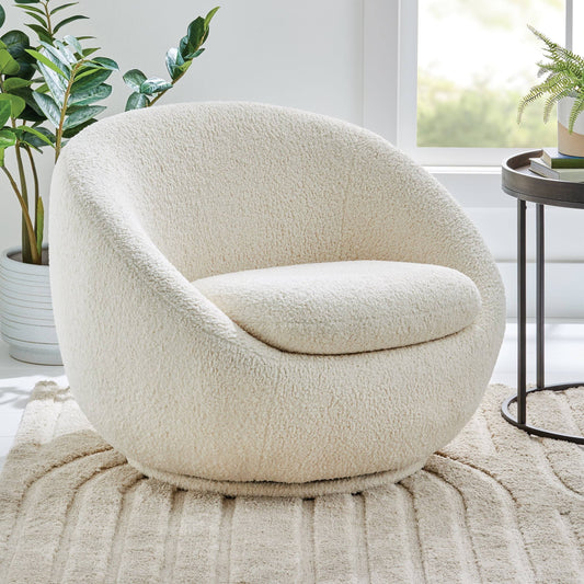 Homes & Gardens Mira Swivel Chair, Cream