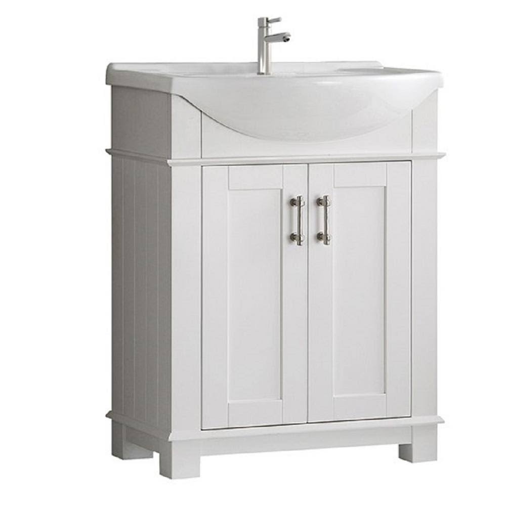 Hudson 30 In. W Traditional Bathroom Vanity In White With Ceramic Vanity Top In White With White Basin