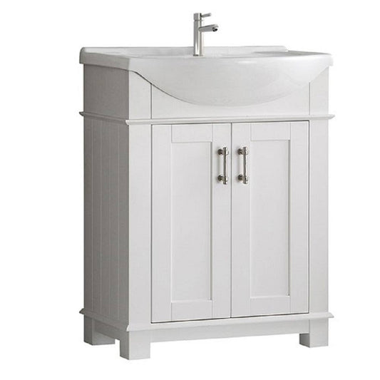 Hudson 30 In. W Traditional Bathroom Vanity In White With Ceramic Vanity Top In White With White Basin