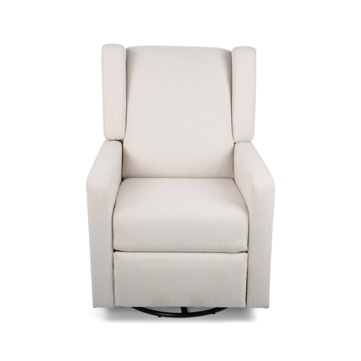 House Rushika Contemporary Fabric Upholstered Swivel Recliner, Beige And Black