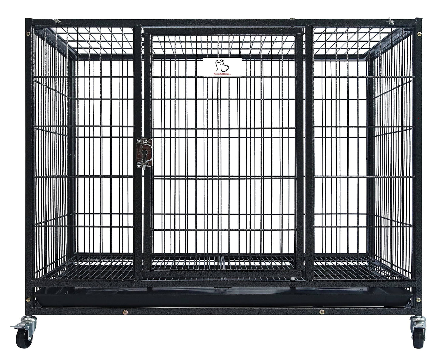 Homey Pet Heavy Duty Metal Open Top Cage W/ Floor Grid Casters And Tray
