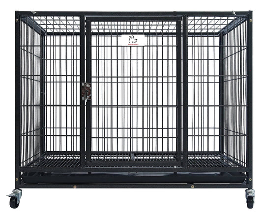 Homey Pet Heavy Duty Metal Open Top Cage W/ Floor Grid Casters And Tray