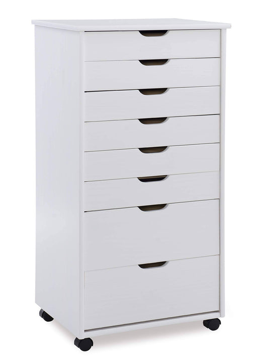 Home Decor Products Corinne Six Drawer Wide, Natural Rolling Cart