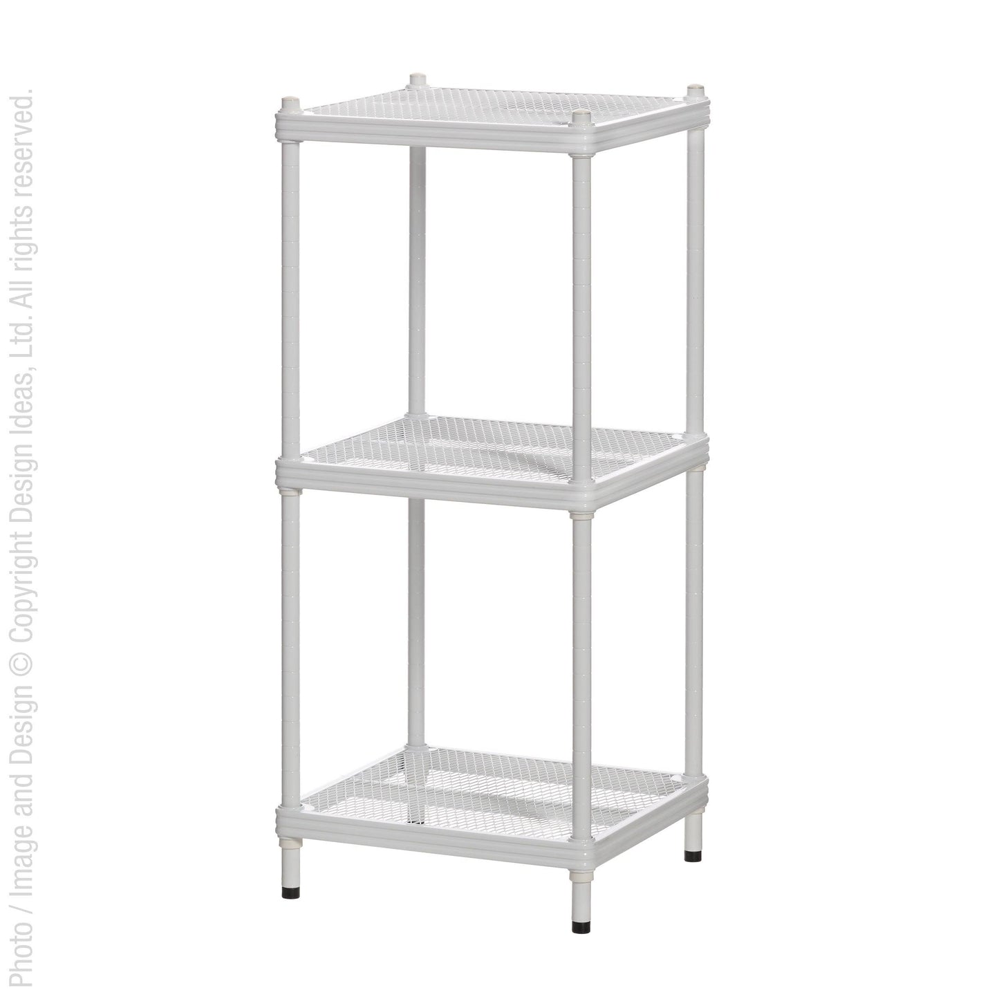 Ideas Meshworks 3 Tier Tower Metal Storage Shelving Unit Rack, White