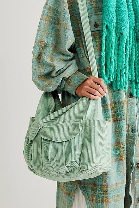 Honeybee Cord Hobo Bag, Cotton