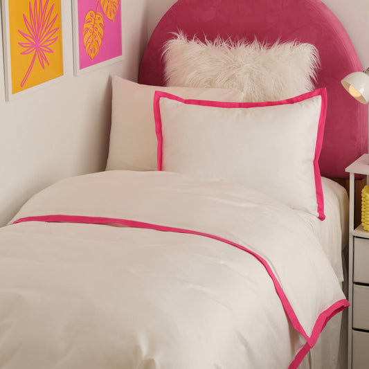 Hotel Border Duvet Cover And Sham Set | Dorm Essentials Hot Pink / Twin/Twin Xl