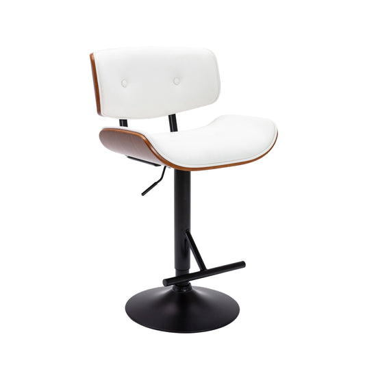 Home Cian Swivel Height Adjustable Bar Stool, Pu Upholstery - White