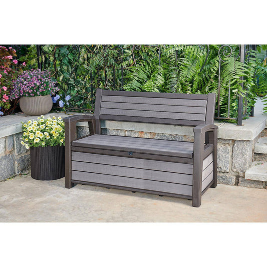 Hudson Plastic Storage Bench, Non-Brushed Brown