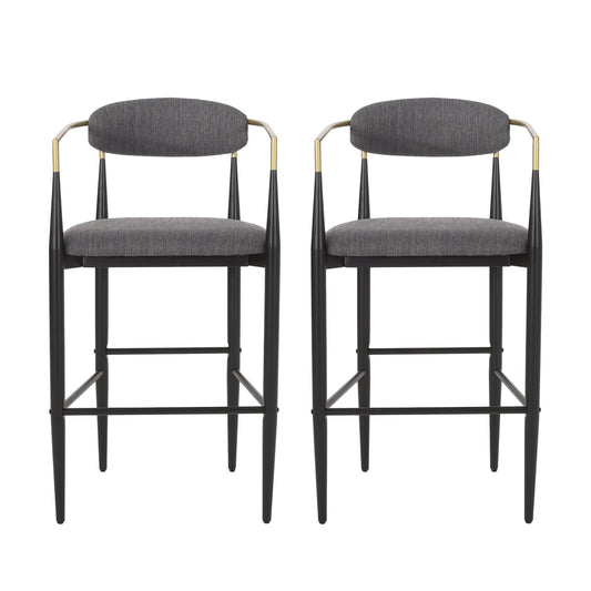 House Boise 30 In. Charcoal And Black Bar Stool (Set Of 2)