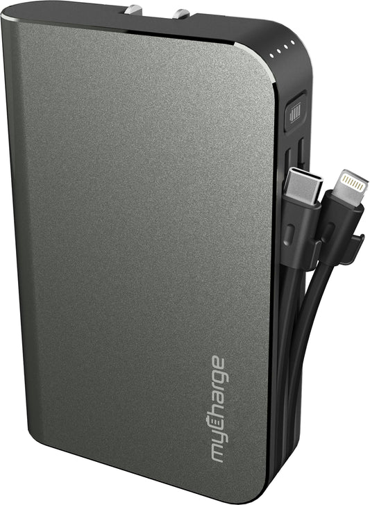 Hub Turbo Portable Charger, Gray