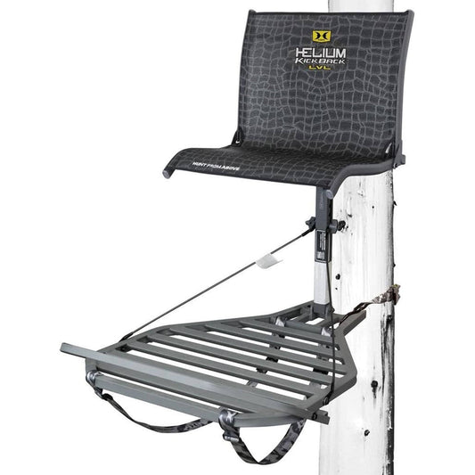 Hf2033 Helium Kickback Lvl Steel Hang-On Hunting Tree Stand With Leg Extension Footrest, Black