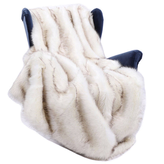 Home Brown Faux Fur Throw Blanket For Bed, Large Fall Fur Blanket Twin