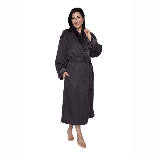 Hotel & Spa Microfiber Plush Lined Robe Dove Grey