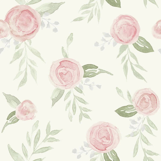Home Watercolor Roses Peel & Stick Wallpaper - Pink