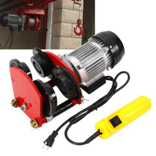Hoist Lift 2000lbs Overhead Electric Motor Hoist Trolley Garage Winch Crane W/I-Beam Links, Remote Control, 1400r/M, Heavy Duty Automatic