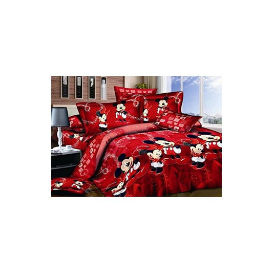 Homie 100% Cotton Kids Reversible Printing Mickey Mouse Couples Duvet Cover 3pcs Bedding Set With Zipper Closure King(No Comforter)