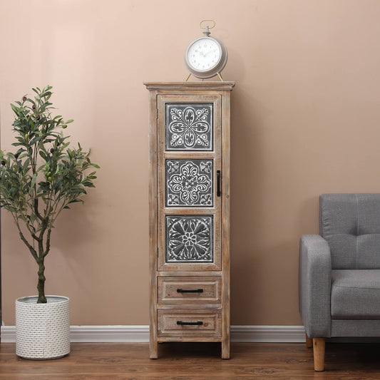 Home Metal And Wood Tall Tower Cabinet