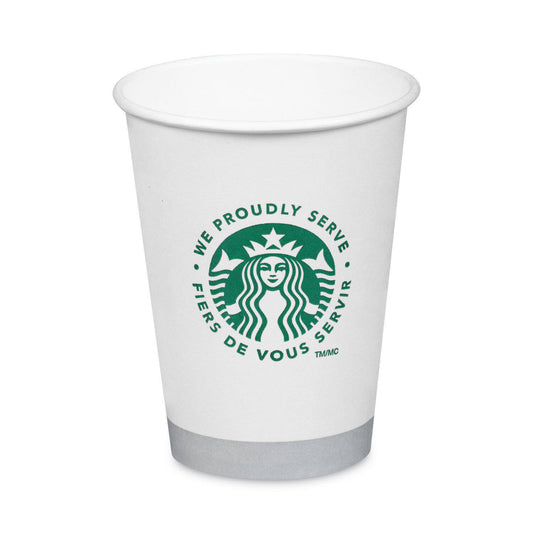 Hot Cups, 12oz, White With Green Logo, 1000/Carton