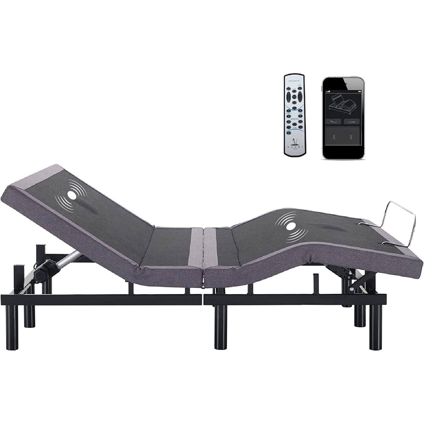 Home Idealbase Adjustable Massage Bed Base Wireless Remote;Full;Gray