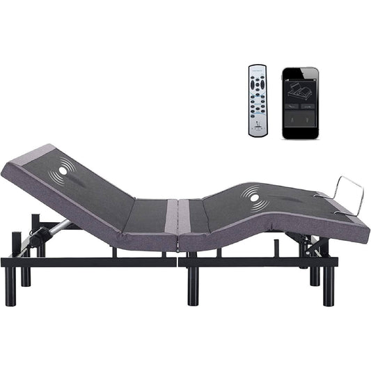 Home Idealbase Adjustable Massage Bed Base Wireless Remote;Full;Gray
