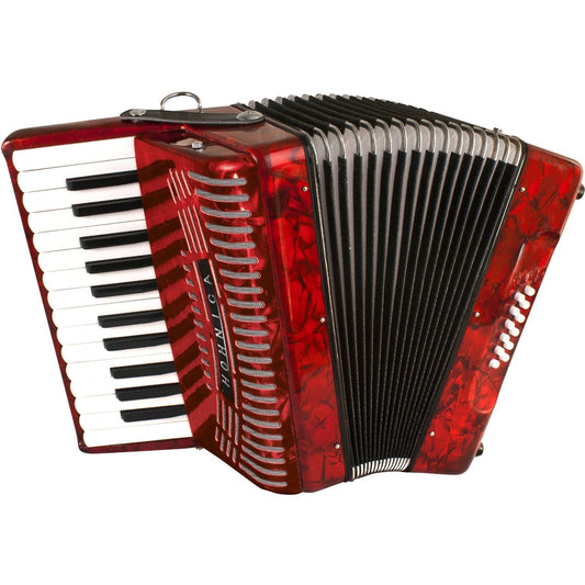 Hohnica 12 Bass Entry Level Piano Accordion Pearl Red With Gig Bag & Straps
