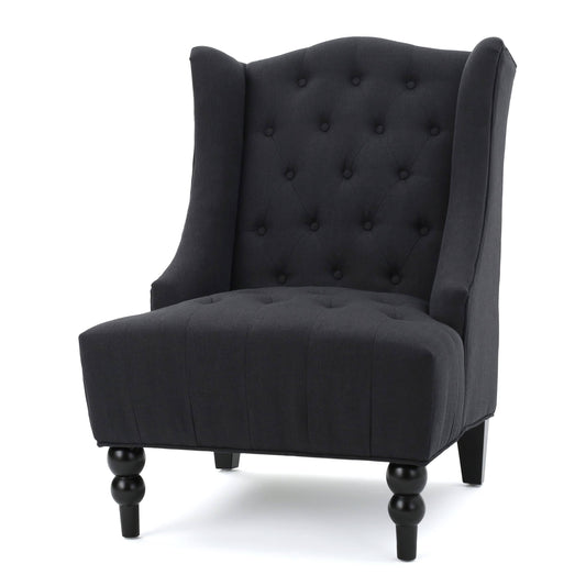 High-Back Fabric Club Chair, Dark Charcoal