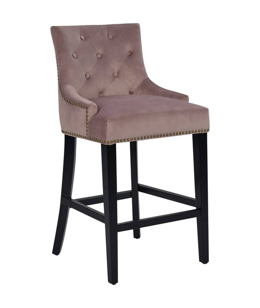Home Lyric Blush Velvet Nailhead Counter Stool Chair