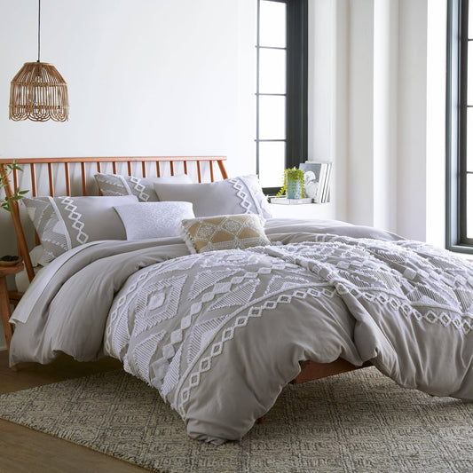 Home Harleson Comforter Set, Grey, Full/Queen, Cotton