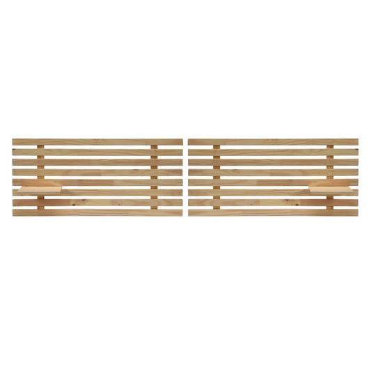 Home Walnut Customizable Wood Paneled Twin Headboard With Adjustable Shelves, Brown