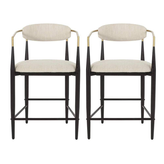 House Boise 37.25 In. Low Back Beige And Black Wood Counter Stool (Set Of 2) Extra Tall
