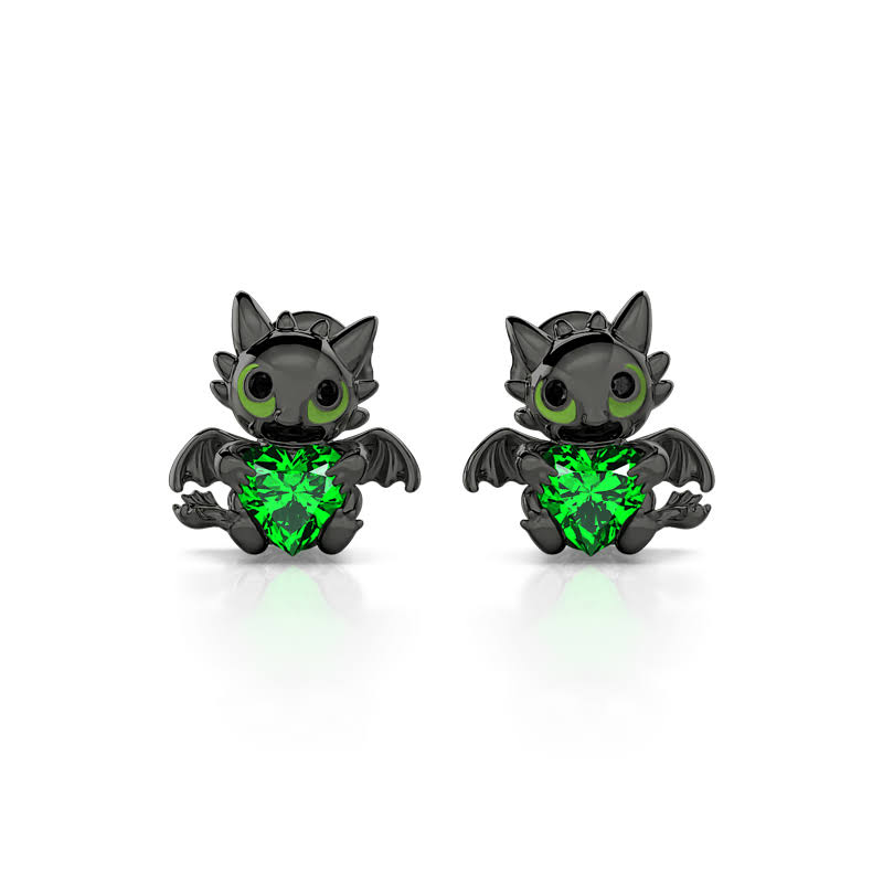 Hug Me Your Dragon Heart Cut Sterling Silver Earrings