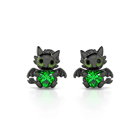 Hug Me Your Dragon Heart Cut Sterling Silver Earrings